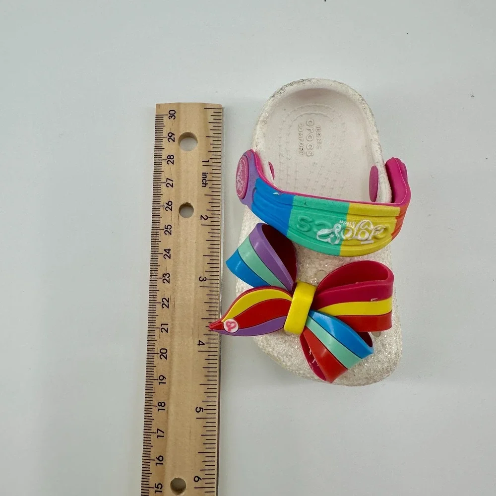 Crocs JoJo Siwa White Glitter Kids‎ Clogs Shoes Size 4